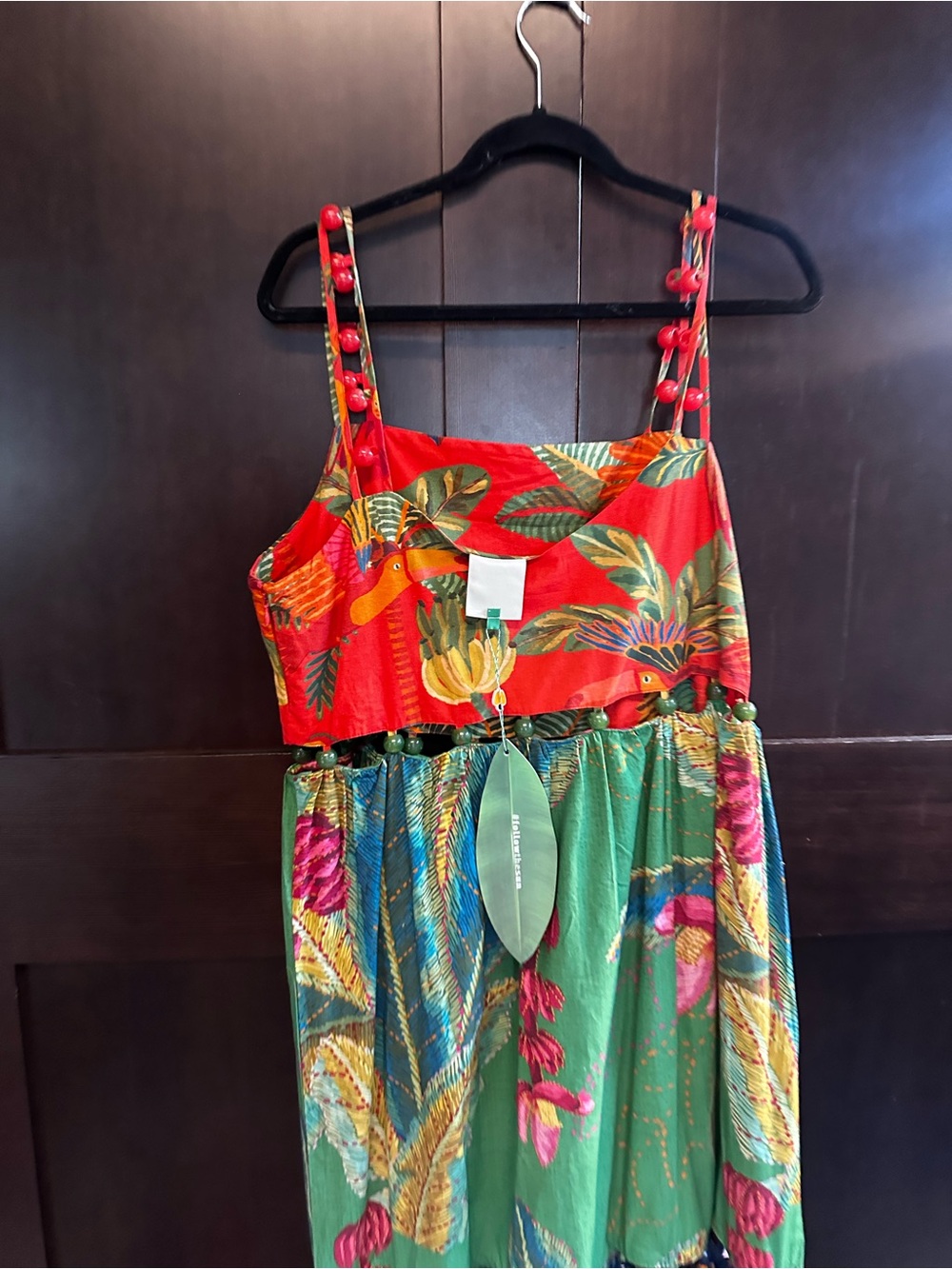 FARM Rio Red & Green Tropical Parrot Maxi Dress - Picture 7 of 7